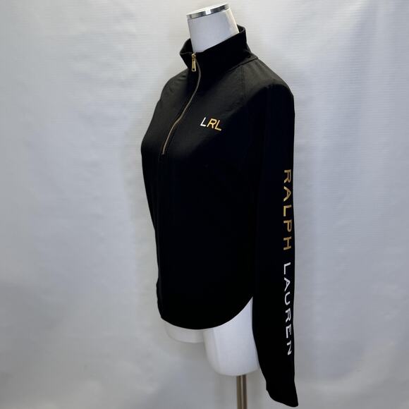 Lauren Ralph Lauren Shirt Womens Medium Black Quarter Zip Logo Pullover - Picture 2 of 9